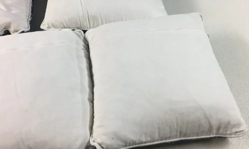 After-restoration photo shows clean pillows
