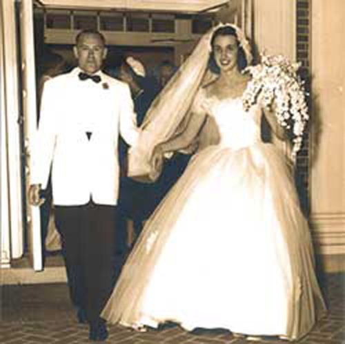 1950's era wedding photo - bride & groom